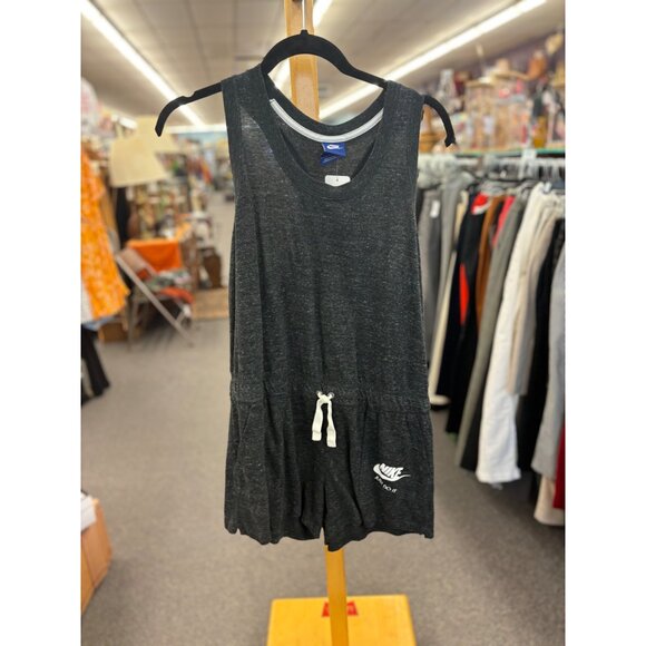 Nike Womens Sleeveless Grey Romper Large Drawstring Waist Lightweight - Picture 1 of 4